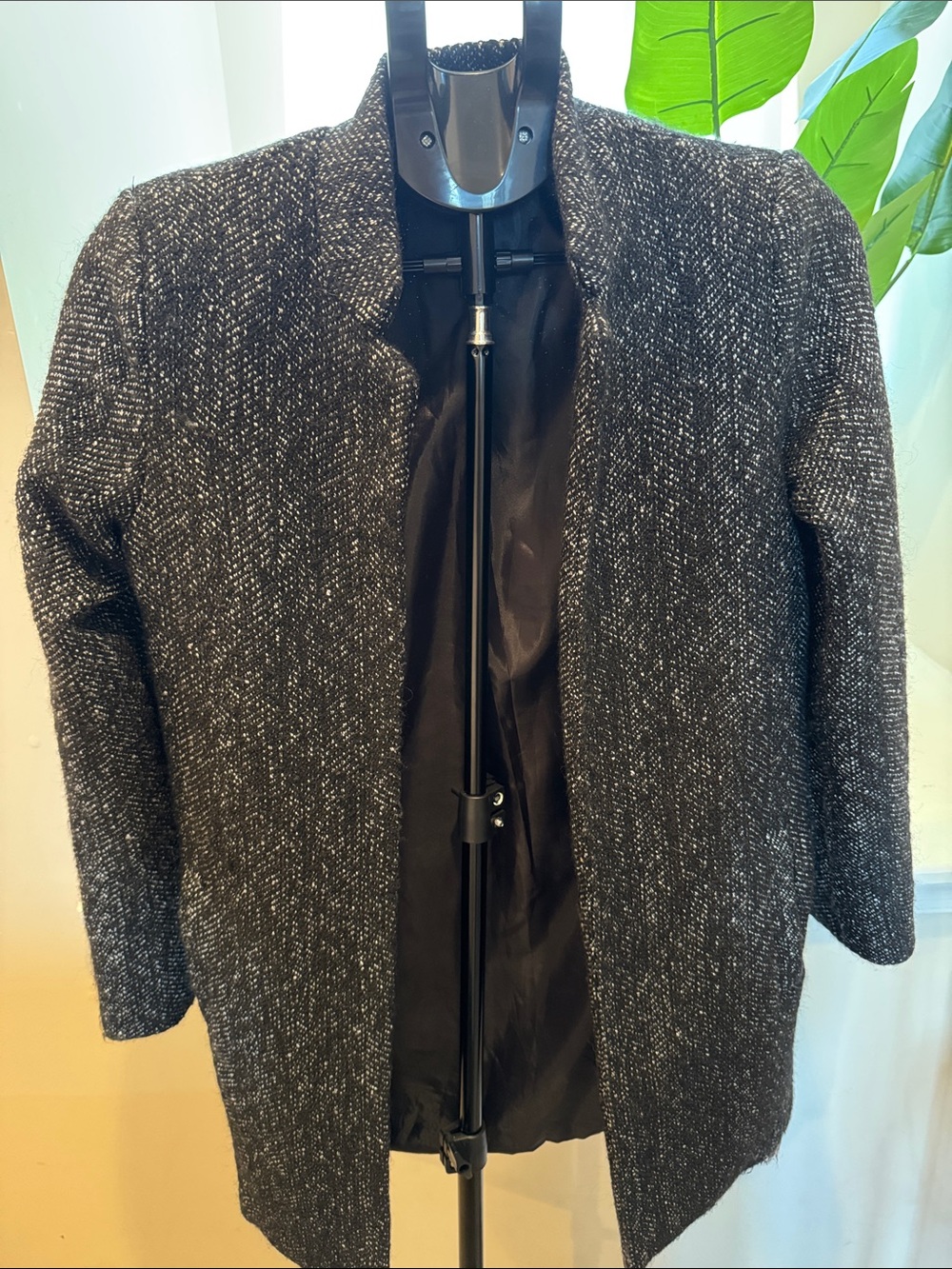 Black & White Open-Front Peacoat Jacket
